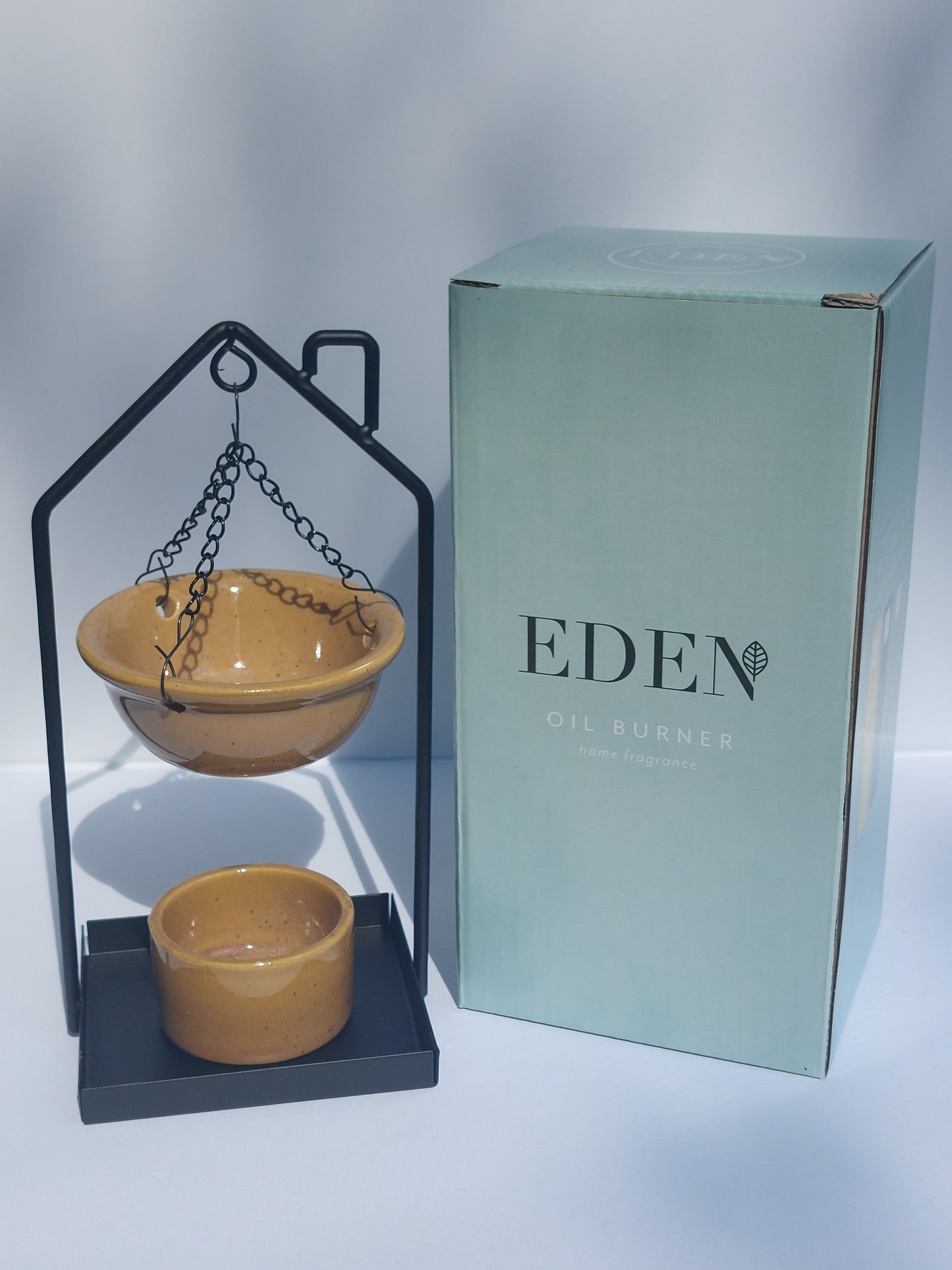 Hanging Porcelain Oil Burner - Eden House Shaped Stand