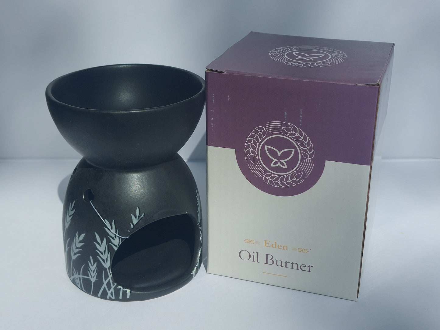 Eden Grass Design Black Ceramic Wax Burner