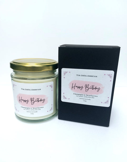 Happy Birthday Champagne & Strawberries Scented Candles