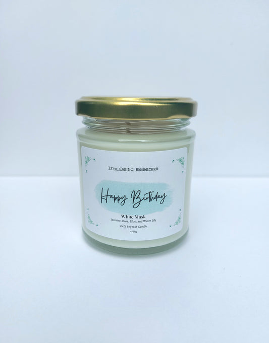 Happy Birthday White Musk Scented Candles