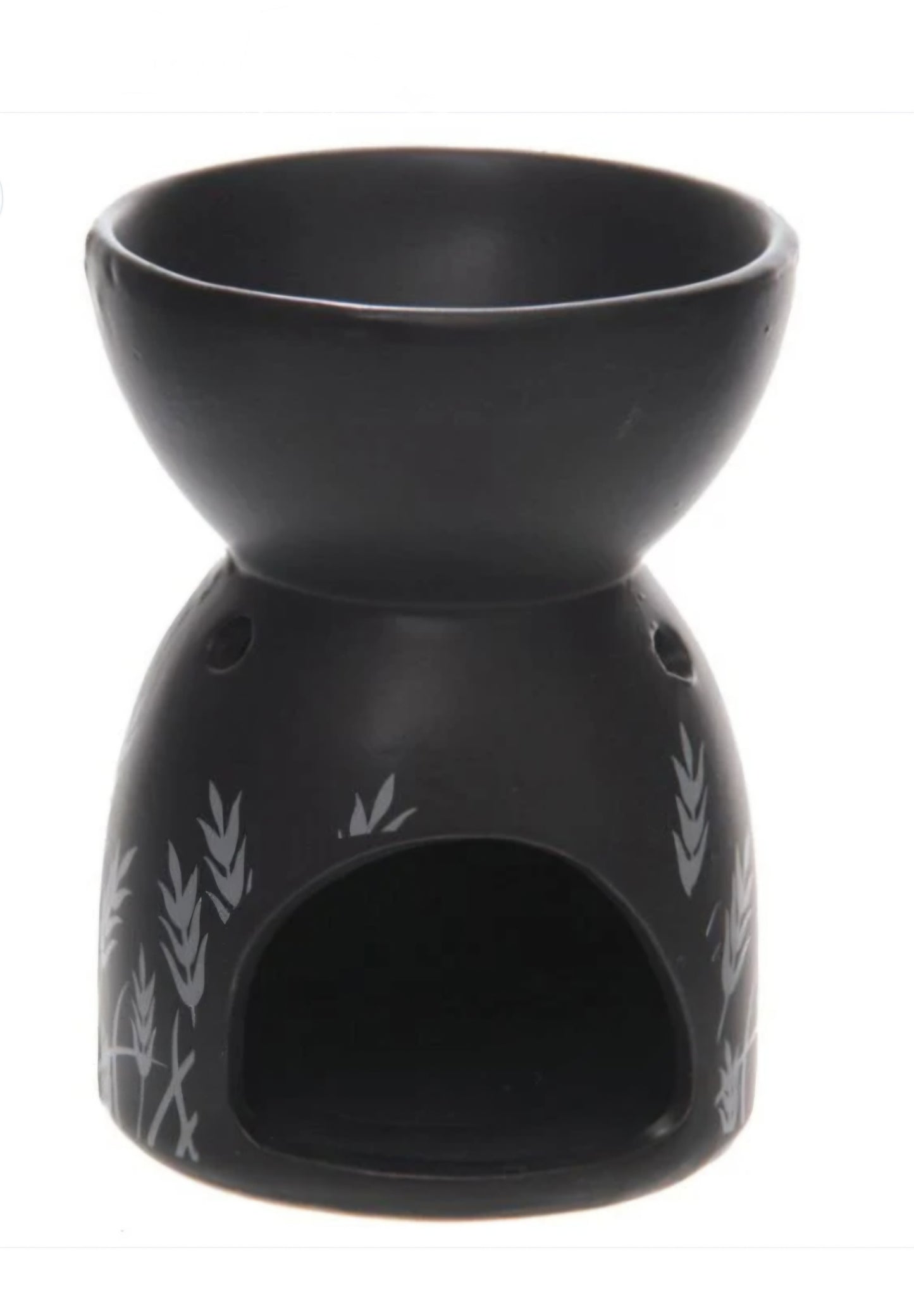 Eden Grass Design Black Ceramic Wax Burner