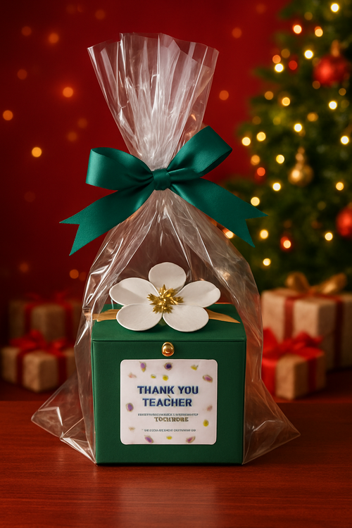 'Thank You Teacher' Christmas Gift wrapped Scented Candle