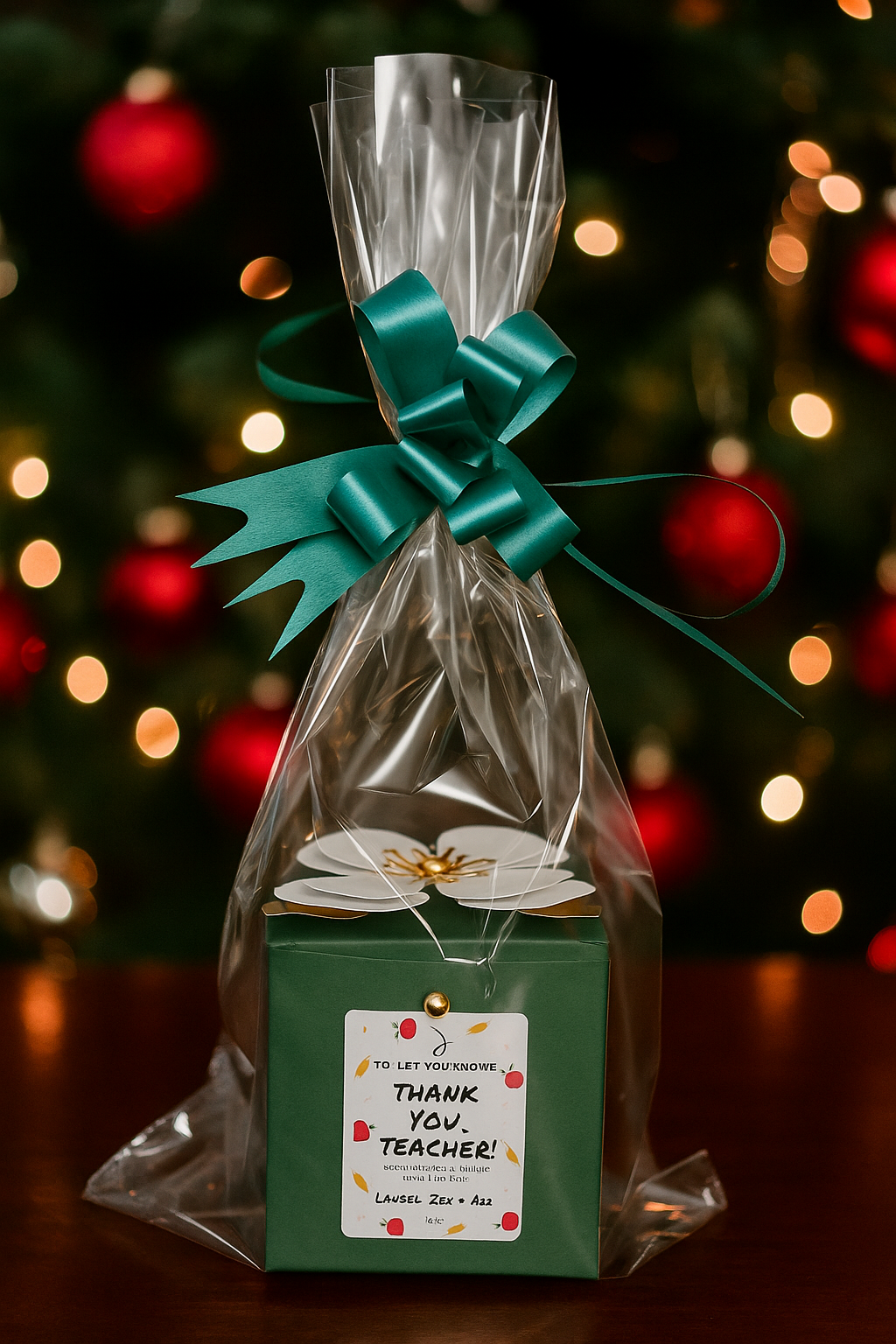 'Thank You Teacher' Christmas Gift wrapped Scented Candle